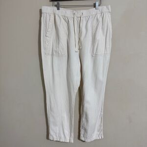 Pilcro Linen Blend Drawstring Pants Ivory size XL Travel Lagenlook Beach Casual